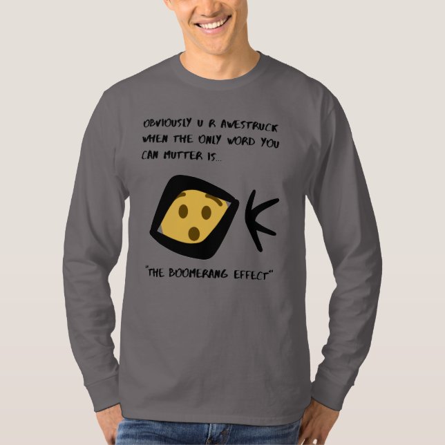 Gray 'Awestruck' Basic Long Sleeve Boomerangang T-Shirt (Vorderseite)