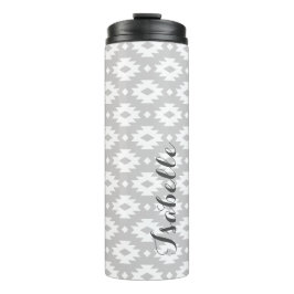 Gray Aztec Monogram Thermosbecher
