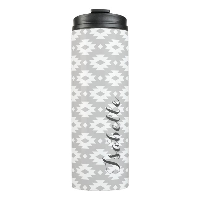 Gray Aztec Monogram Thermosbecher (Vorderseite)