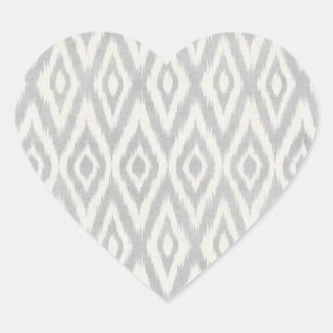 Gray Aztec Pastel Watercolor Ikat Soft Geometric Herz-Aufkleber