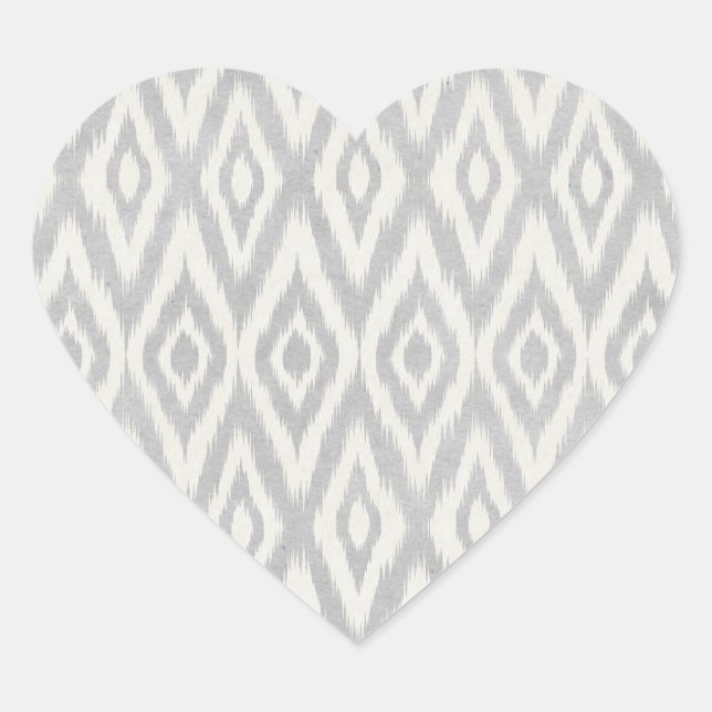 Gray Aztec Pastel Watercolor Ikat Soft Geometric Herz-Aufkleber (Vorderseite)