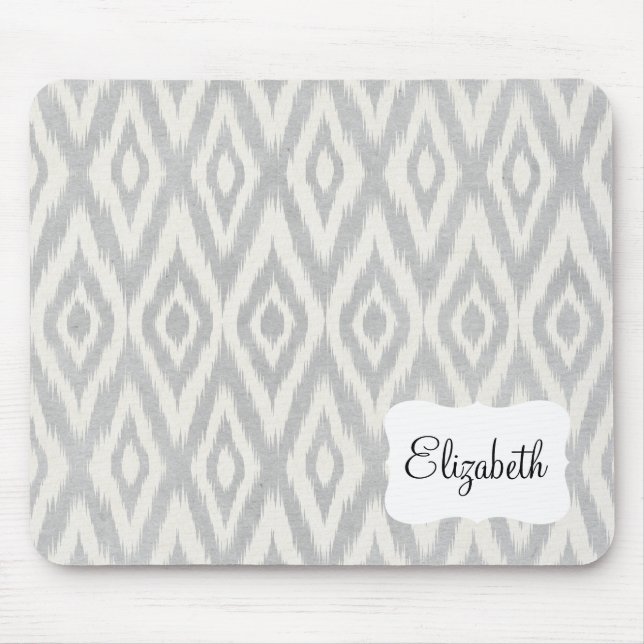 Gray Aztec Pastel Watercolor Ikat Soft Geometrie Mousepad (Vorne)
