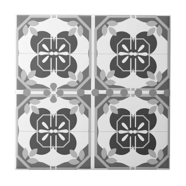 Gray Azulejos Style Neutral Fliese (Vorderseite)