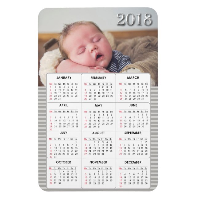 Gray Baby Foto 2018 Calendar Kühlschrank Magnet (Vertikal)
