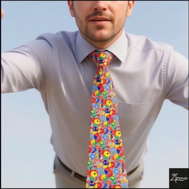 Gray Background Primary Color Abstract Shapes Krawatte (Von Creator hochgeladen)