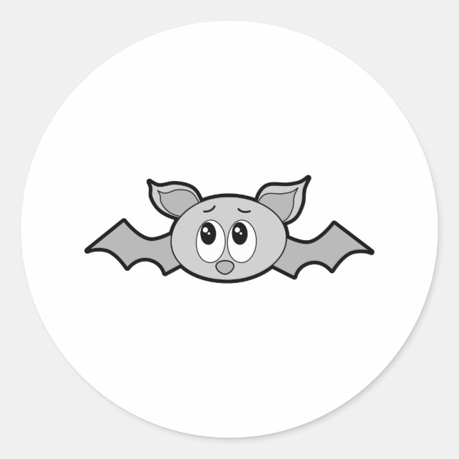 Gray Bat Cartoon. Runder Aufkleber (Vorderseite)
