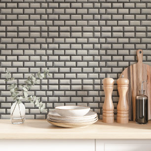 Gray Beveled Subway Tile Tapete