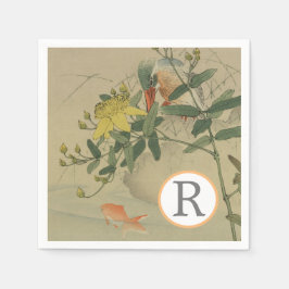 Gray Bird Goldfish Orientale Chinoiserie Wilhelm T Serviette