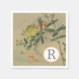 Gray Bird Goldfish Orientale Chinoiserie Wilhelm T Serviette