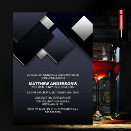 Gray Black 75. Cocktail Geburtstagsparty Einladung
