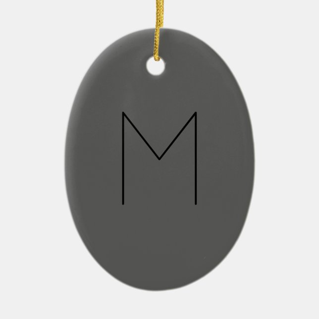 Gray Black Bold Monogram Modern Initials Keramik Ornament (Vorne)