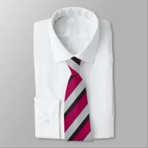 Gray Black & Burgundy Regimental Strip Krawatte