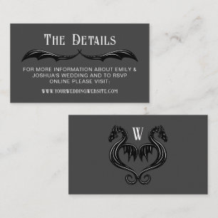 Gray Black Dragon Wings Fantasy Wedding Details Begleitkarte