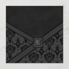 Gray & Black Goth Lace Wedding Einladung