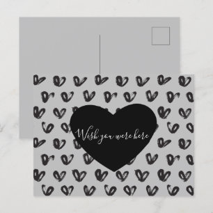 Gray Black Hearts Postkarte
