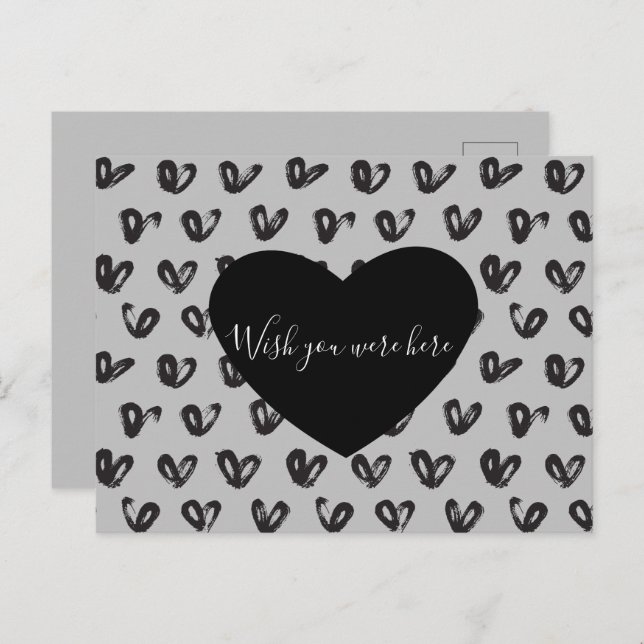 Gray Black Hearts Postkarte (Vorne/Hinten)