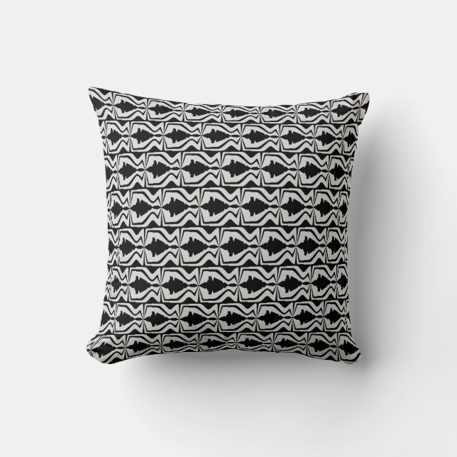 Gray Black Horizontal Sound Wave Small Tiles Kissen (Vorderseite)