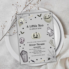 Gray Black Little Boo Ghost Halloween Kinderdusche Einladung