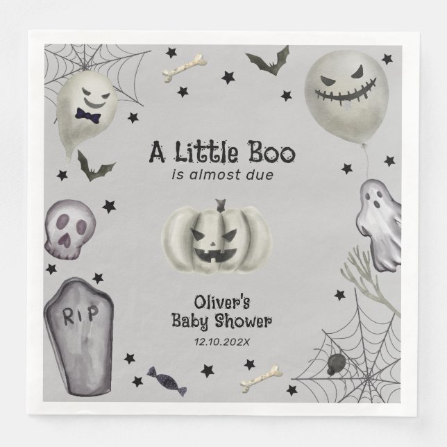 Gray Black Little Boo Ghost Halloween Kinderdusche Serviette (Vorderseite)