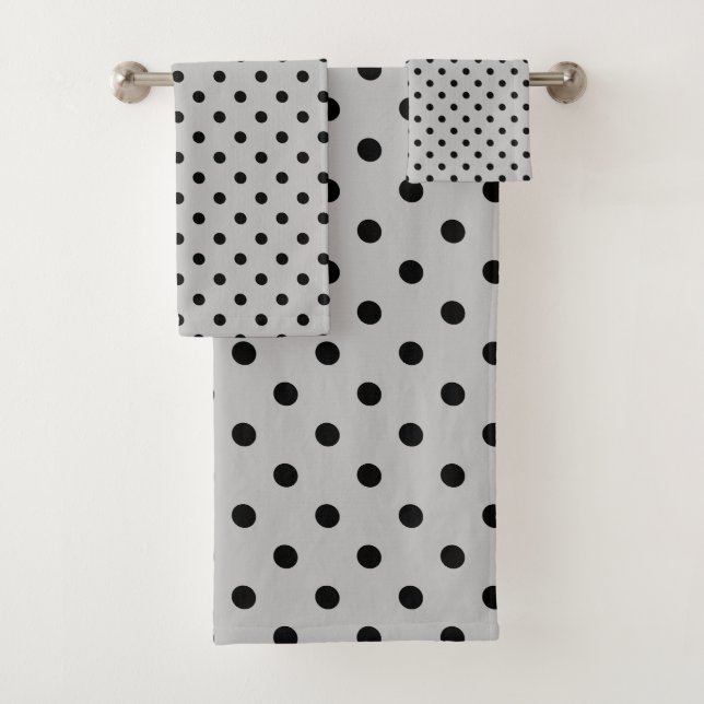 Gray Black Polka Dot Badhandtuch Set (Insitu)