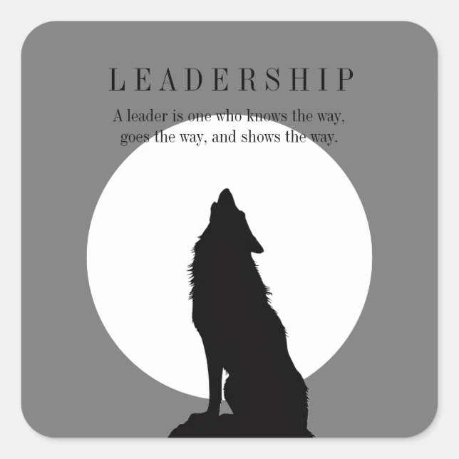 Gray Black Pop Art Leadership Wolf Howling Quadratischer Aufkleber (Vorderseite)