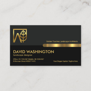 Gray Black Retro Columns Landscaper Visitenkarte