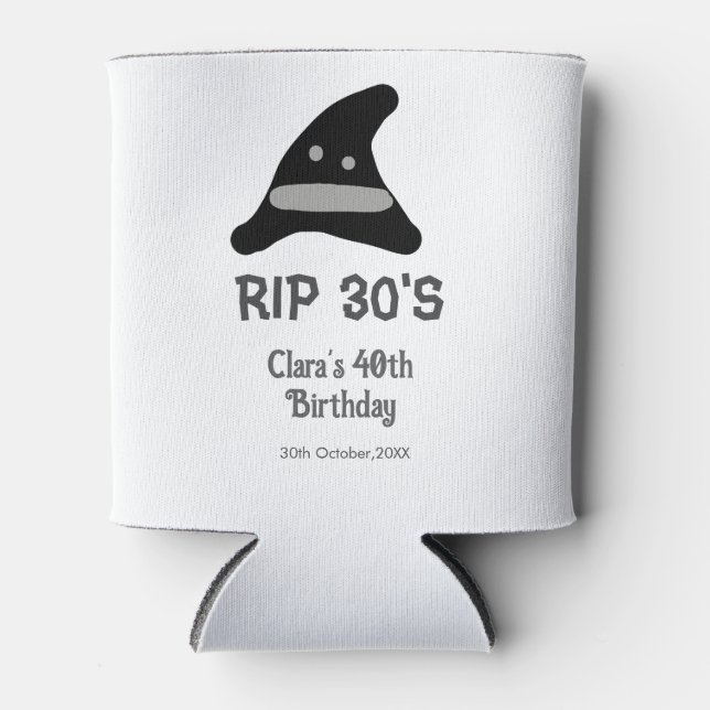 Gray black RIP 30's 40th birthday witch hat hallow Dosenkühler (Vorderseite)