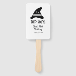 Gray black RIP 30's 40th birthday witch hat hallow Fächer
