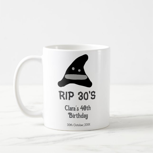 Gray black RIP 30's 40th birthday witch hat hallow Kaffeetasse (Links)