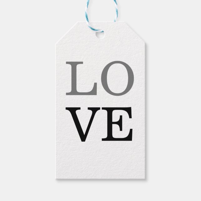 Gray Black Script Liebe Wedding Geschenkanhänger (Vorderseite)