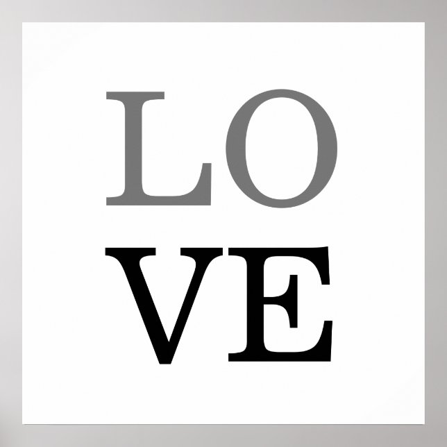 Gray Black Script Liebe Wedding Poster (Vorne)