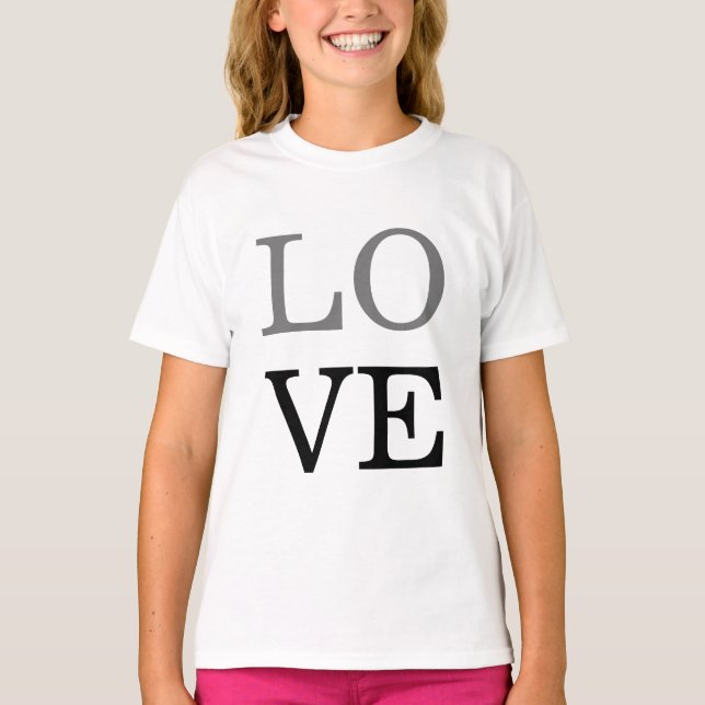 Gray Black Script Liebe Wedding T-Shirt (Vorderseite)