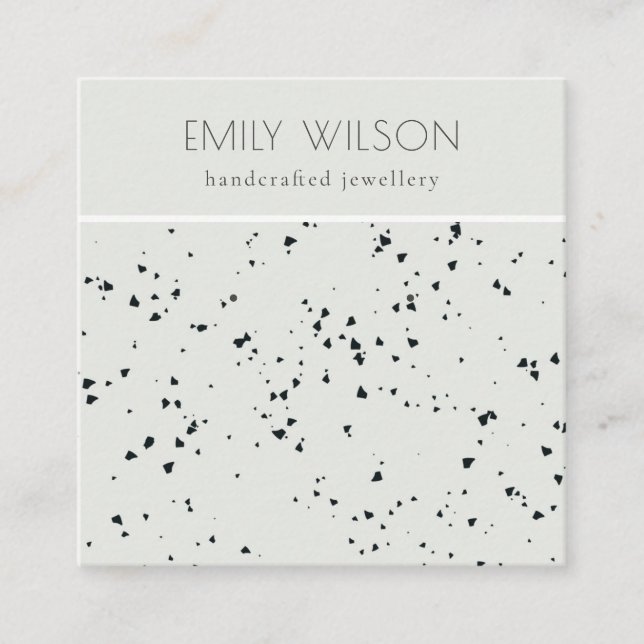 Gray Black Terrazzo Texture Study Earring Display Quadratische Visitenkarte (Vorderseite)