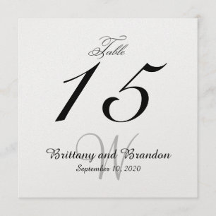 Gray Black Wedding Square Tischnummer Card