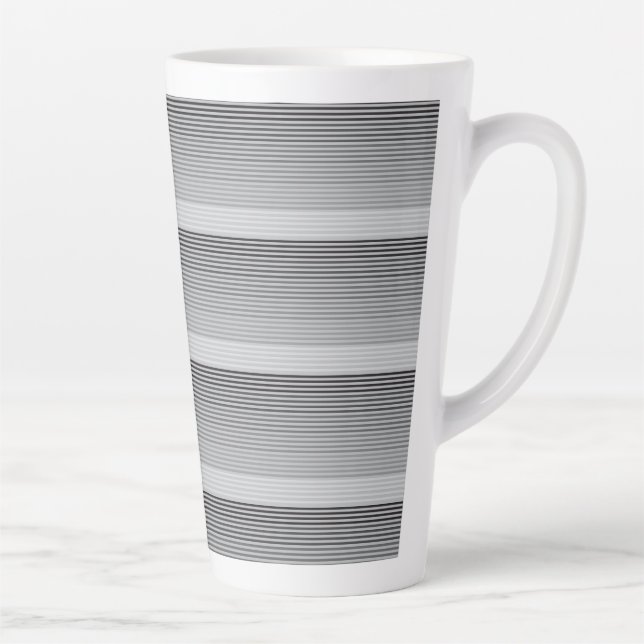 Gray, Black, White Stripes Milchtasse (Rechts)