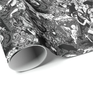 Gray Black Witchy Gothic Viktorianisch Goth Baphom Geschenkpapier