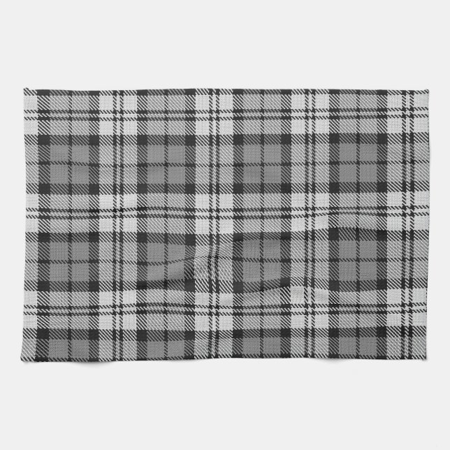 Gray Blackwatch Tartan Kariertes Design Geschirrtuch (Horizontal)