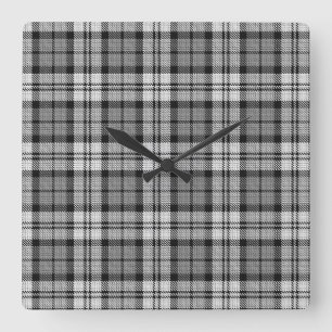 Gray Blackwatch Tartan Kariertes Design Quadratische Wanduhr