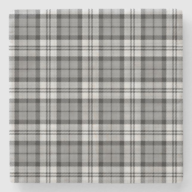 Gray Blackwatch Tartan Kariertes Design Steinuntersetzer (Vorderseite)