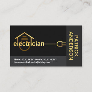 Gray Blocks Gold Electrician Wire Visitenkarte