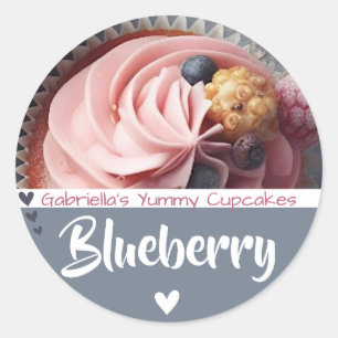 Gray Blue Cupcake Cake Foto Backwaren Etiketten Runder Aufkleber