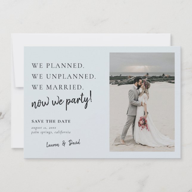 Gray Blue Post Wedding Update Save the Date (Vorderseite)