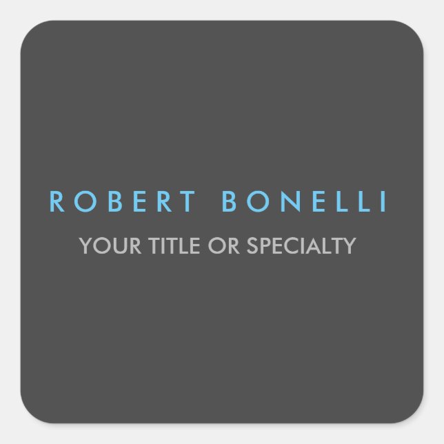 Gray Blue Trendy Quadratischer Aufkleber (Vorderseite)
