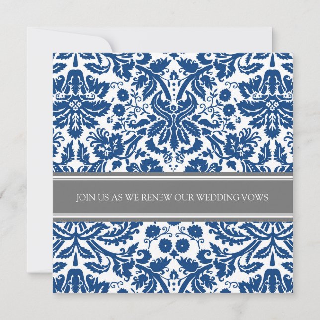 Gray Blue Wedding Vow Renewal Einladung (Vorderseite)