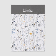 Gray Blue Wildflower Watercolor