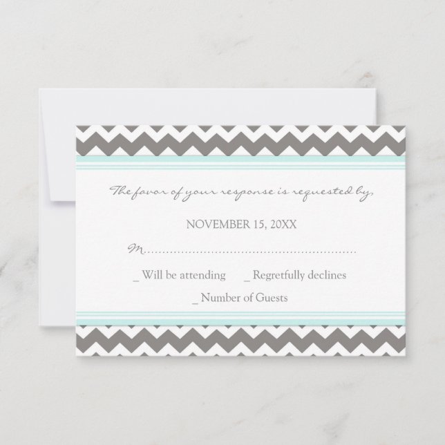 Gray Blue Zickzack UAWG Wedding Card RSVP Karte (Vorderseite)
