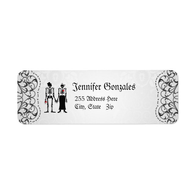 Gray Blüh Skeleton Couple Address Labels (Vorne)