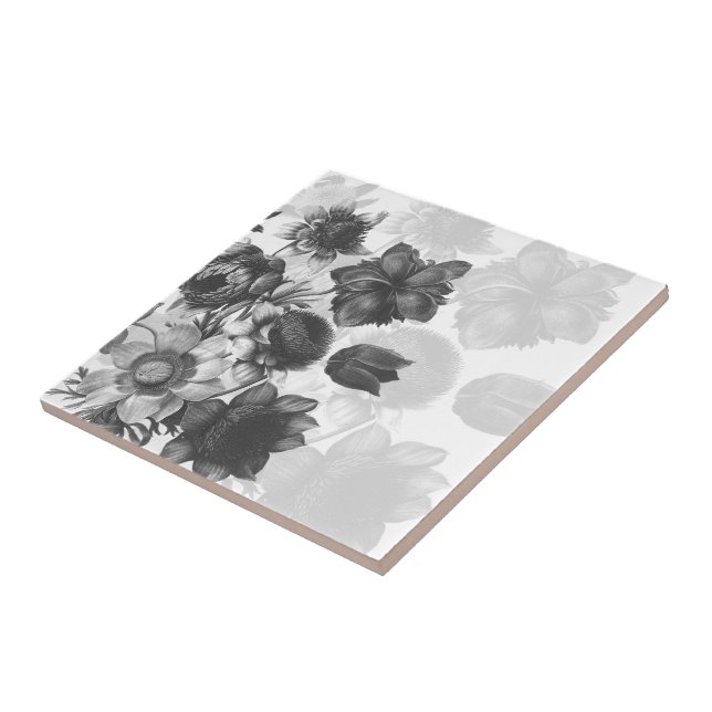 Gray Blume Bouquet Custom Keramik Tiles Fliese (Seite)