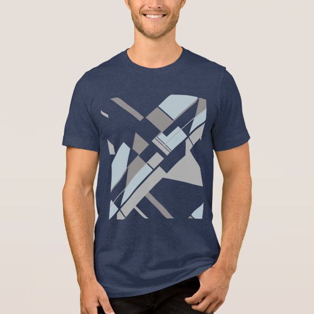Gray Bold Geometric Diagonal Crisscross MCM Look Tri-Blend Shirt (Vorderseite)