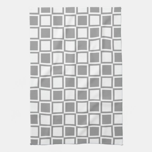 Gray Bold Mod Squares Handtuch (Vertikal)